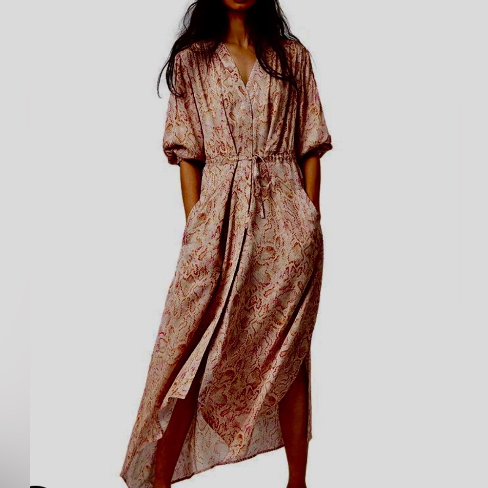 All Saints Yuni Vernus Maxi Dress in Desert Pink